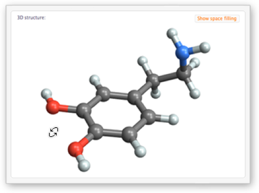 Dopamine 3d structure that can be rotated